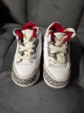 Nike Air Jordan 3 Retro TD Cardinal/Fire Red  Boys Multicolor Sneakers 5C USED